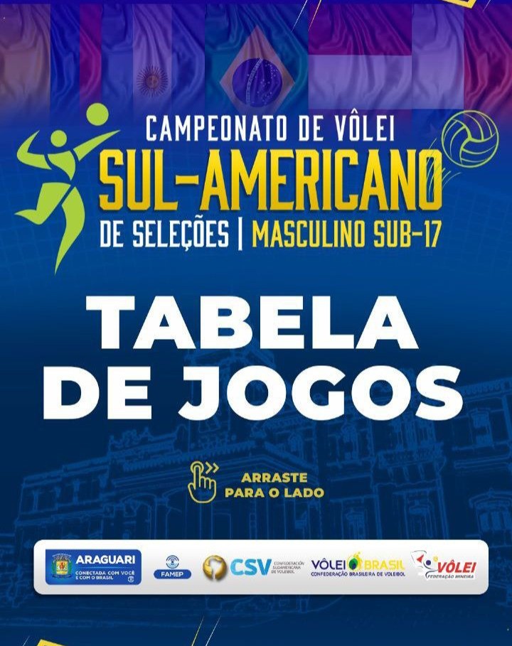 O campeonato Sul-Americano de Vôlei de Seleções Sub-17, conta com as seleções do Brasil, Argentina, Chile, Colômbia e Peru. Os jogos vão até domingo, dia 27 de agosto, em Araguari.  As partidas ocorrem no Ginásio Poliesportivo General Mário Brum Negreiros e Você é o nosso convidado especial!