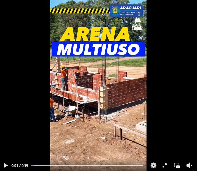 Com um investimento de mais de R$ 3 milhões, com emenda do deputado Raul Belém e contrapartida da prefeitura de Araguari, a obra da Arena Multiuso, no bairro São Sebastião, já está em ritmo acelerado.