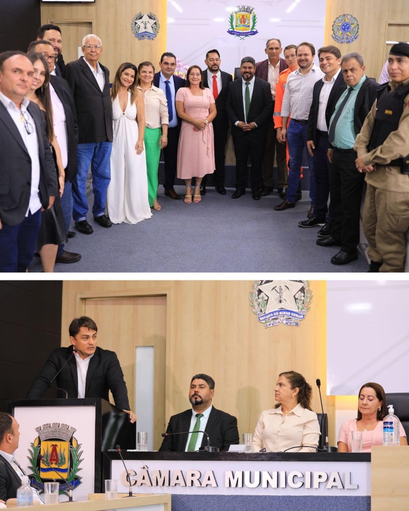 Prefeito Renato Carvalho e vice Maria Cecília participam da posse da nova mesa diretora da Câmara Municipal de Araguari