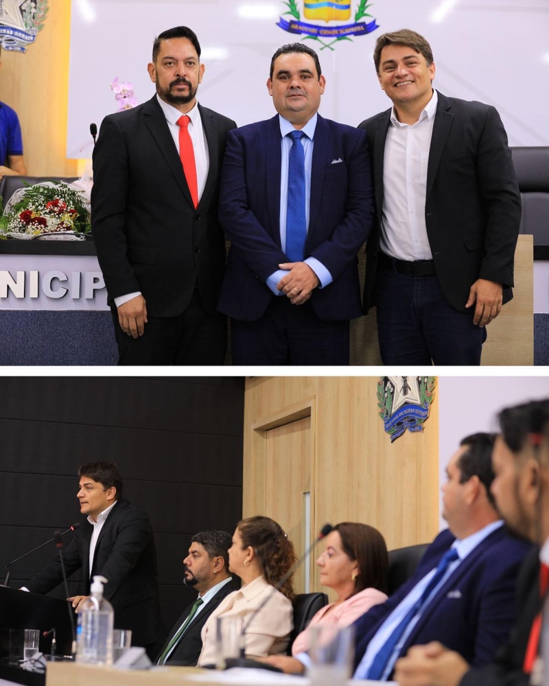 Prefeito Renato Carvalho e vice Maria Cecília participam da posse da nova mesa diretora da Câmara Municipal de Araguari