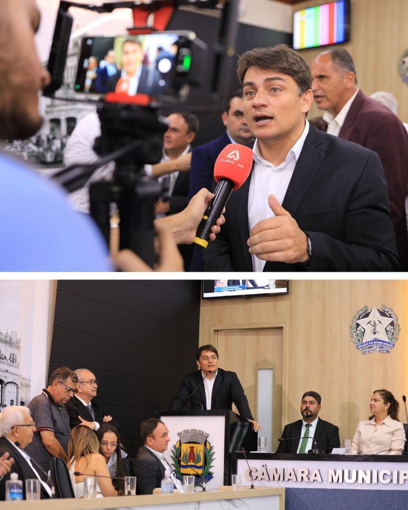 Prefeito Renato Carvalho e vice Maria Cecília participam da posse da nova mesa diretora da Câmara Municipal de Araguari
