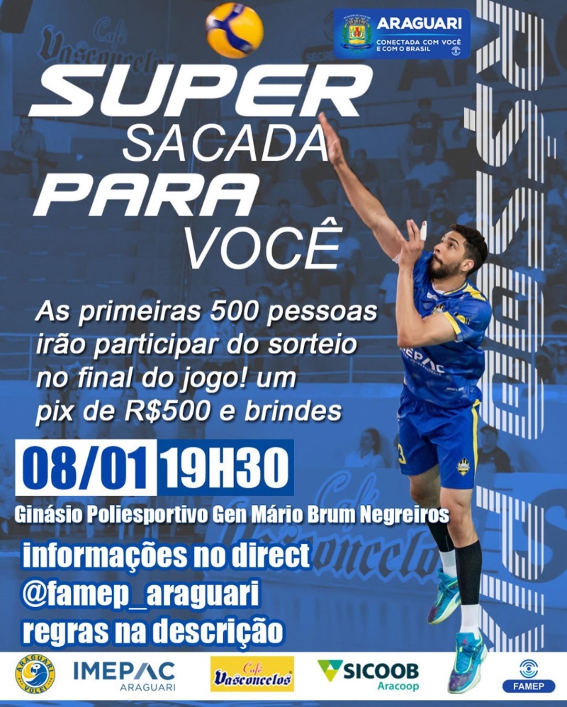 Domingo é dia de jogão de vôlei em Araguari.