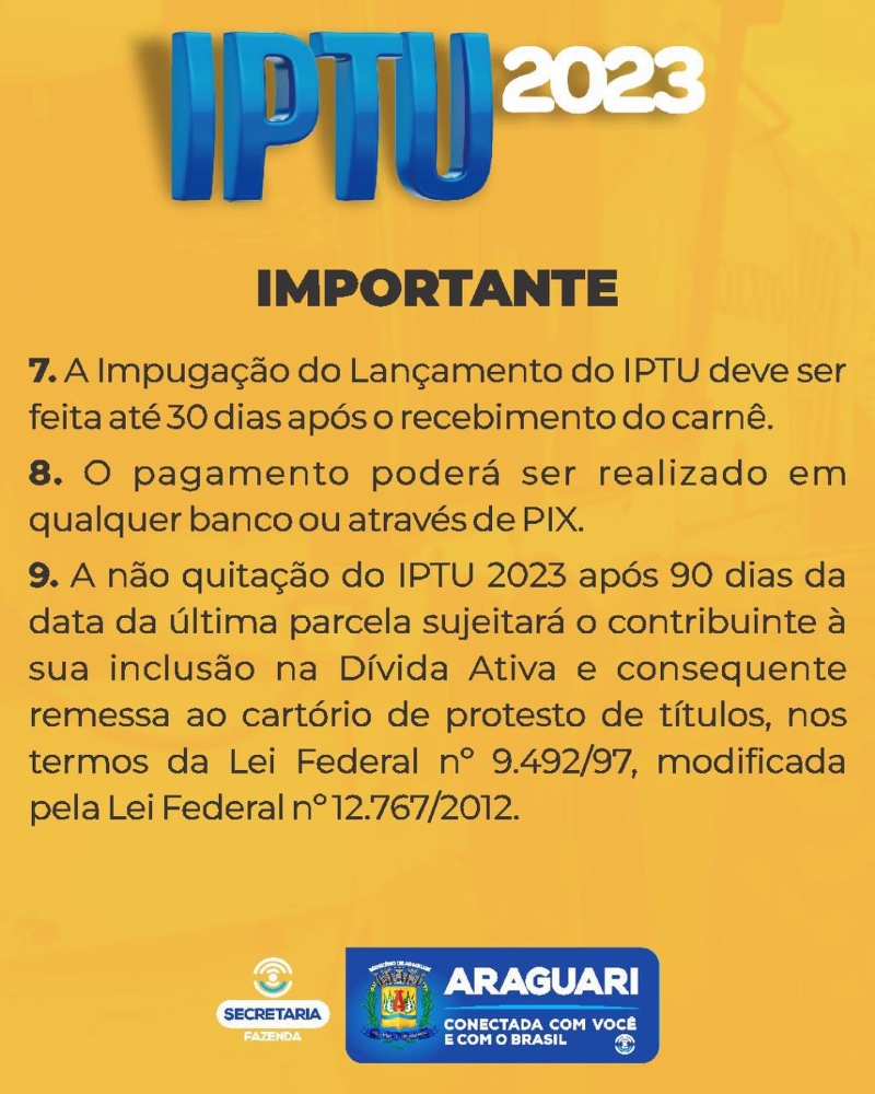 Prefeitura de Araguari informa sobre o início da entrega dos carnês do IPTU