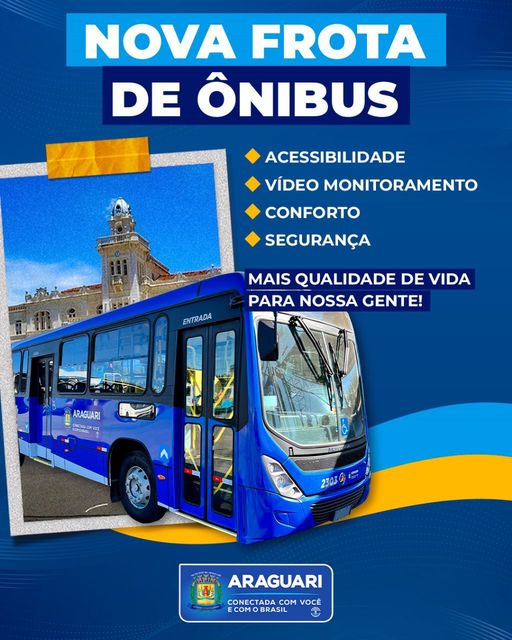 A prefeitura de Araguari adquiriu novos veículos, que serão utilizados no transporte coletivo da cidade. São ônibus mais bonitos, modernos, com acessibilidade e monitoramento. Prefeitura de Araguari Conectada com você e com o Conforto e Segurança de Nossa Gente