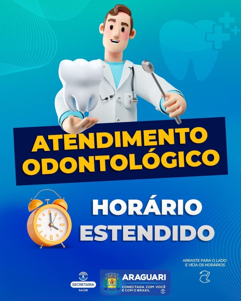 A prefeitura de Araguari, através da secretaria de Saúde, divulga os horários de atendimentos odontológicos nas Unidades de Saúde do município. 