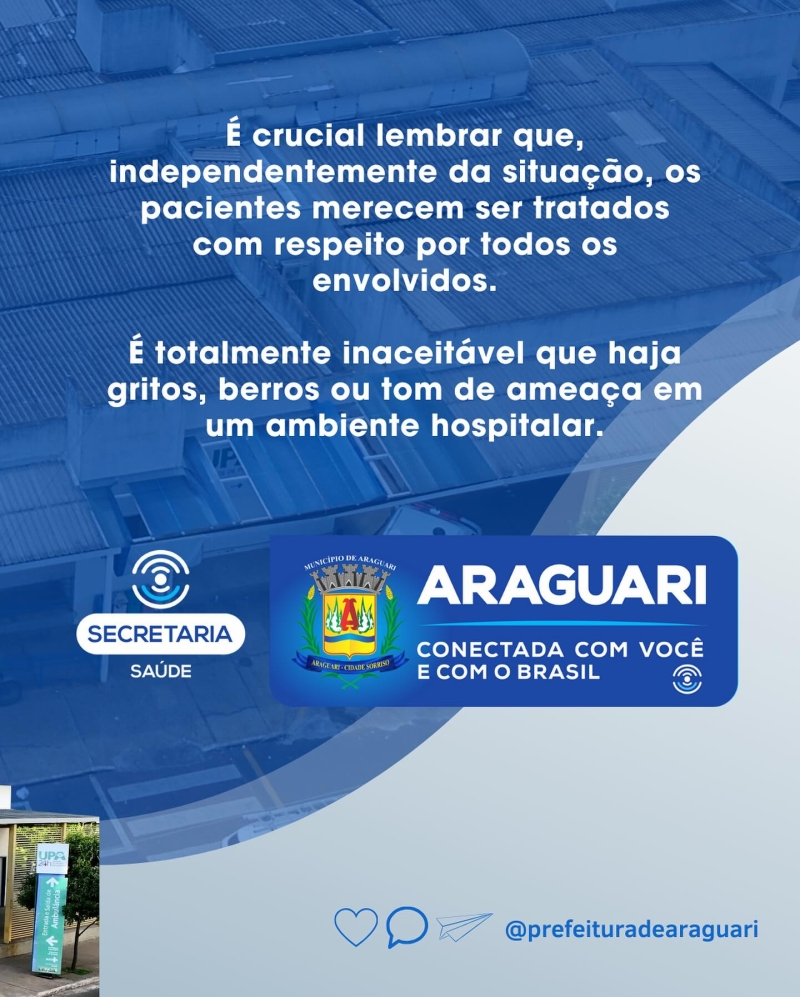 Nota de esclarecimento da Secretaria de Saúde de Araguari.