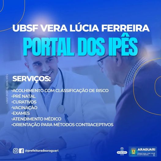 E o trabalho da Prefeitura pela Saúde de Araguari não pára!  Confira os serviços prestados na nova UBSF Vera Lúcia Ferreira, no Portal dos Ipês