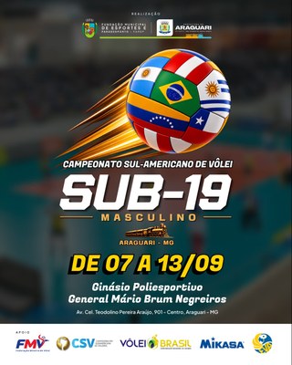 Araguari recebe Campeonato Sul-Americano de Vôlei Sub-19 Masculino em setembro