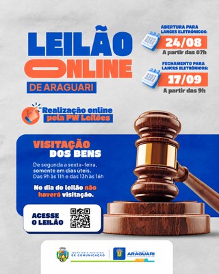 Prefeitura de Araguari realiza leilão online de bens com lances já disponíveis