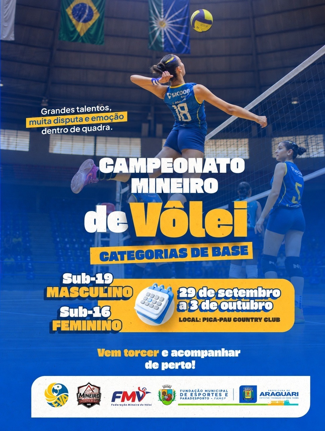 Araguari recebe Campeonato Mineiro de Vôlei de categorias de base