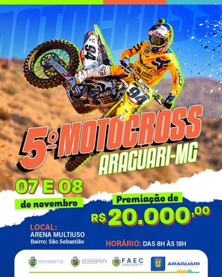 Araguari recebe o 5º Motocross nos dias 7 e 8 de novembro