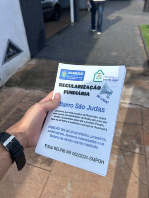Prefeitura de Araguari avança com nova etapa da REURB no Bairro São Judas